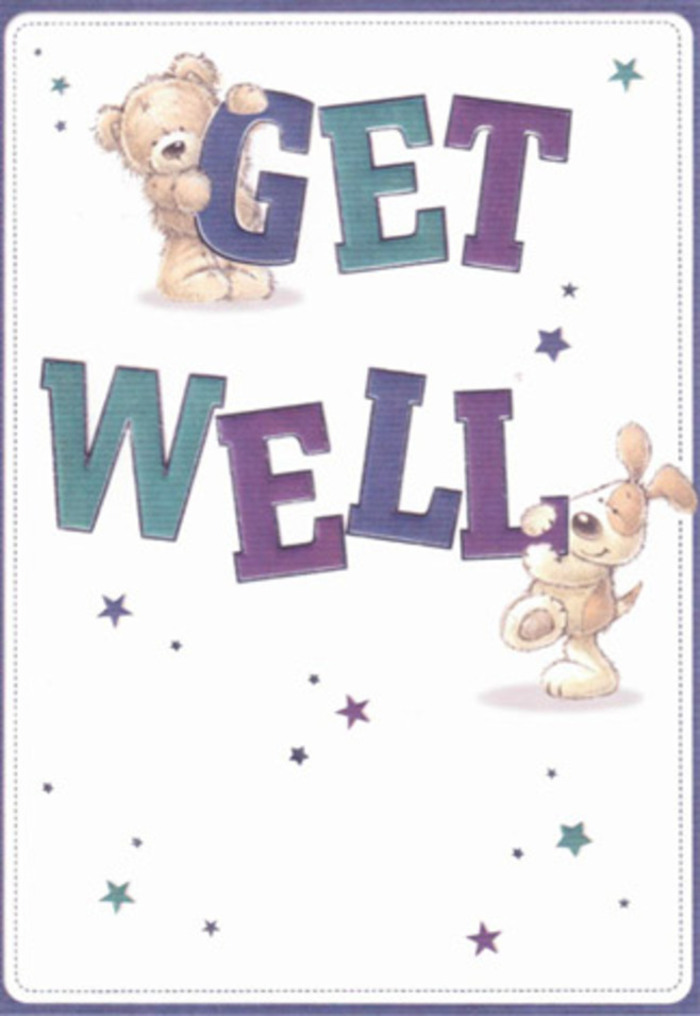 This get well card embodies gentle encouragement, conjuring memories of strolls through Hackney Marshes under spacious skies. At its heart, a sweet teddy bear and a playful puppy are thoughtfully drawn, their forms softly rounded and inviting. Both are wrapped around the bold 'Get Well' lettering, rendered in layered shades of purple and sea green that evoke the cool calm of the marshlands. The background is airy and white, adding clarity and breathing space, while a scattering of stars hints at wishes gently delivered like spring breezes over the riverbanks. Each detail-the bear's fluffy fur and the puppy's velvet ears-adds depth and texture, as if you could reach out and feel their comforting embrace. The card's spirit echoes the kind, community-focused care found in Hackney-where every flower, like every brushstroke, is placed with intention. Imagine this cheerful message paired with a same-day bouquet, both lifting spirits and weaving the reassuring magic so deeply rooted along the Lea.